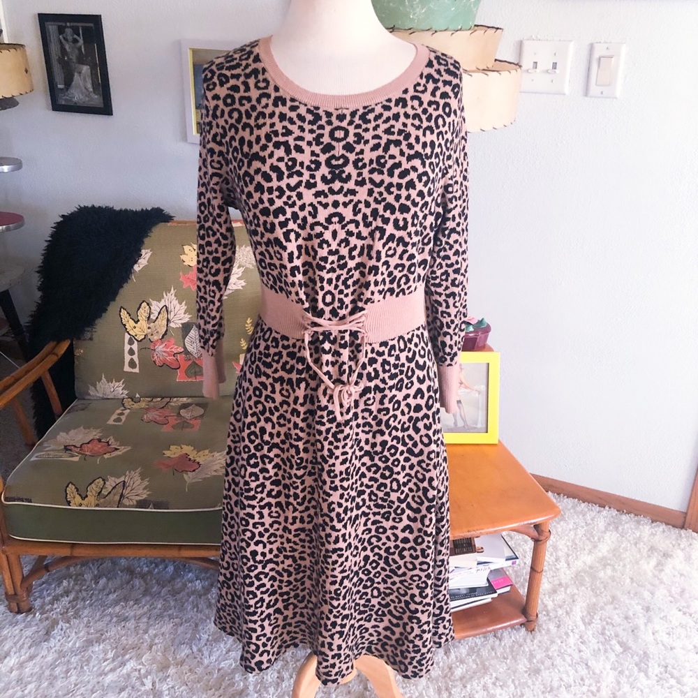 Retro Sweater Dress Leopard PinUp 50s Style Torrid Size 1